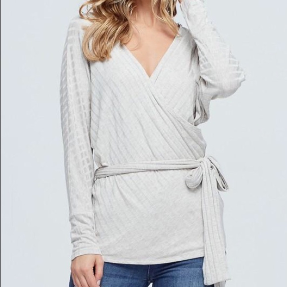Wrap knit v-neck top